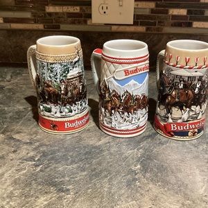 Antique collectible Budweiser beer steins three for one money